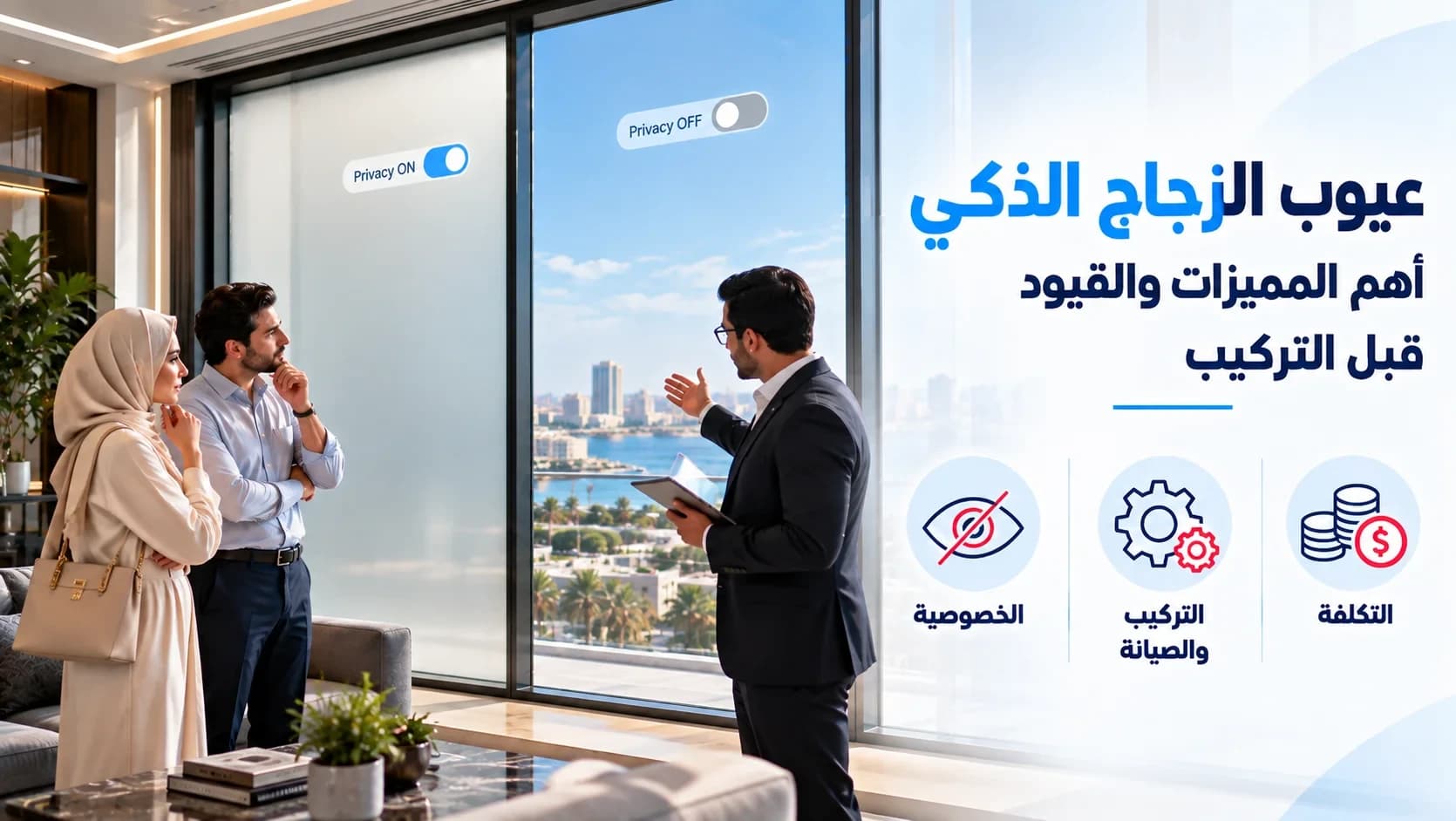 عيوب الزجاج الذكي | أهم المميزات والقيود قبل التركيب